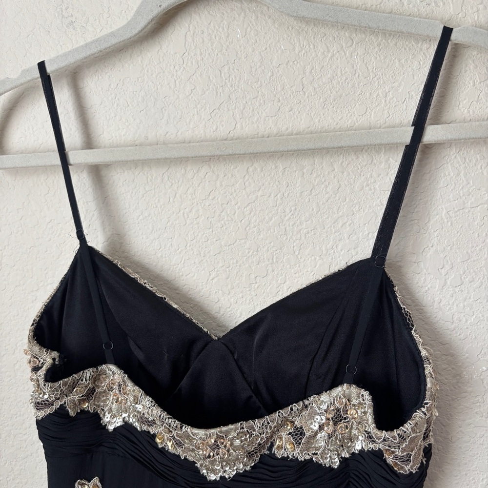 Sue Wong Nocturne Y2K Vintage Silk Beaded Lace Appliqué Formal Evening Dress - Picture 12 of 15